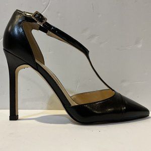 Ivanka Trump Camela Black Leather High Heel Strap Pumps Size 6 Women's Shoes